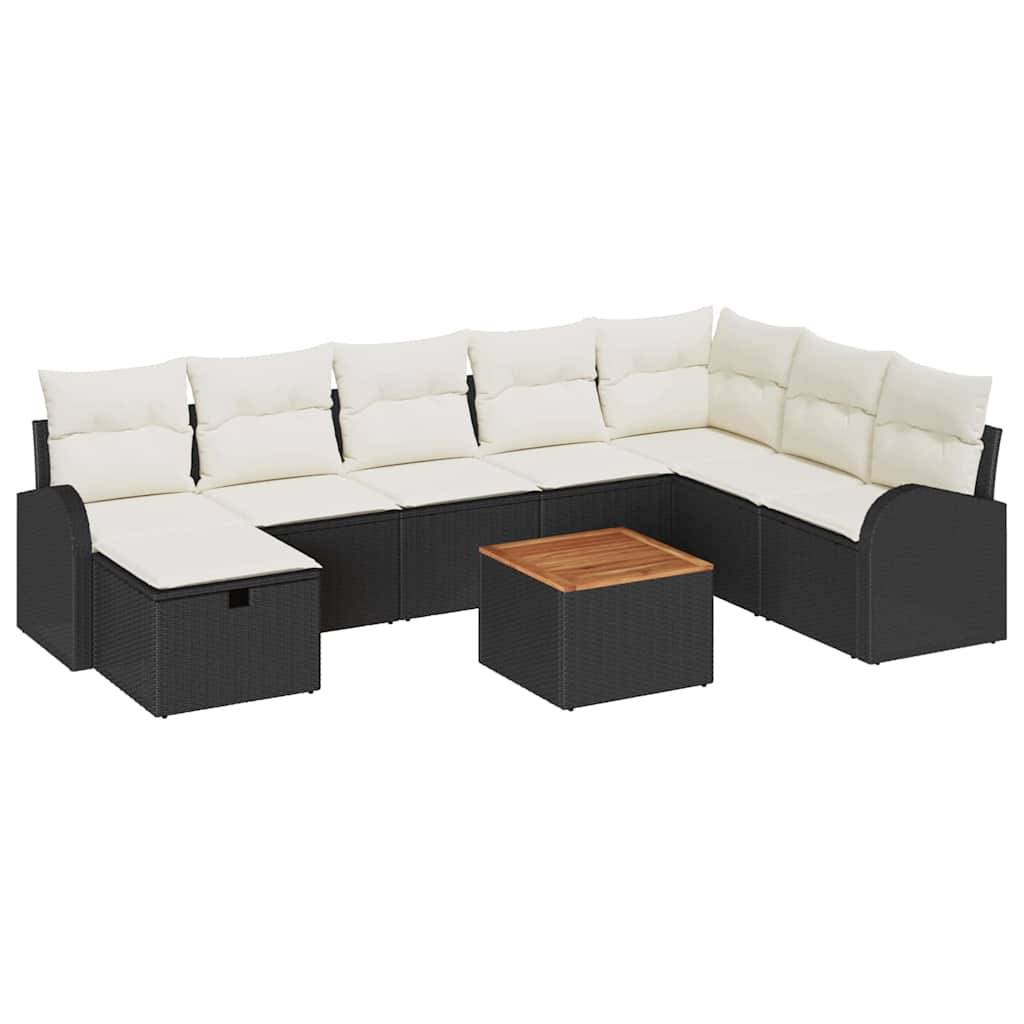 Salon de Jardin Modulable 9 pcs Poly Rotin 8 Places avec Coussins et Coffres Noir – ComfortXL Outdoor Living - Image 2
