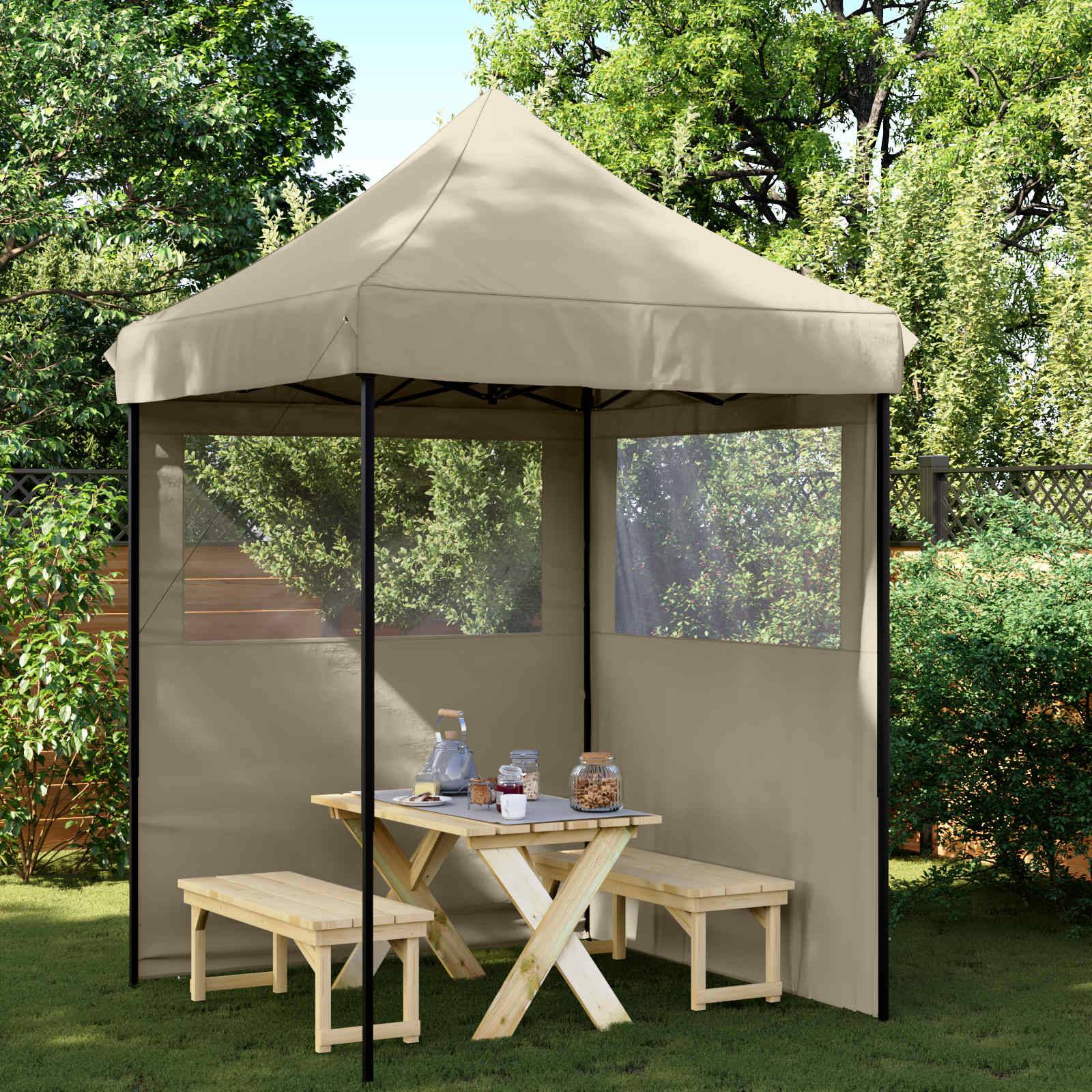 ComfortXL - Barnum pliant acier oxford 600D réceptions extérieur montage rapide sac à roulettes 2x2m taupe - ComfortXL Outdoor Living - Image 1