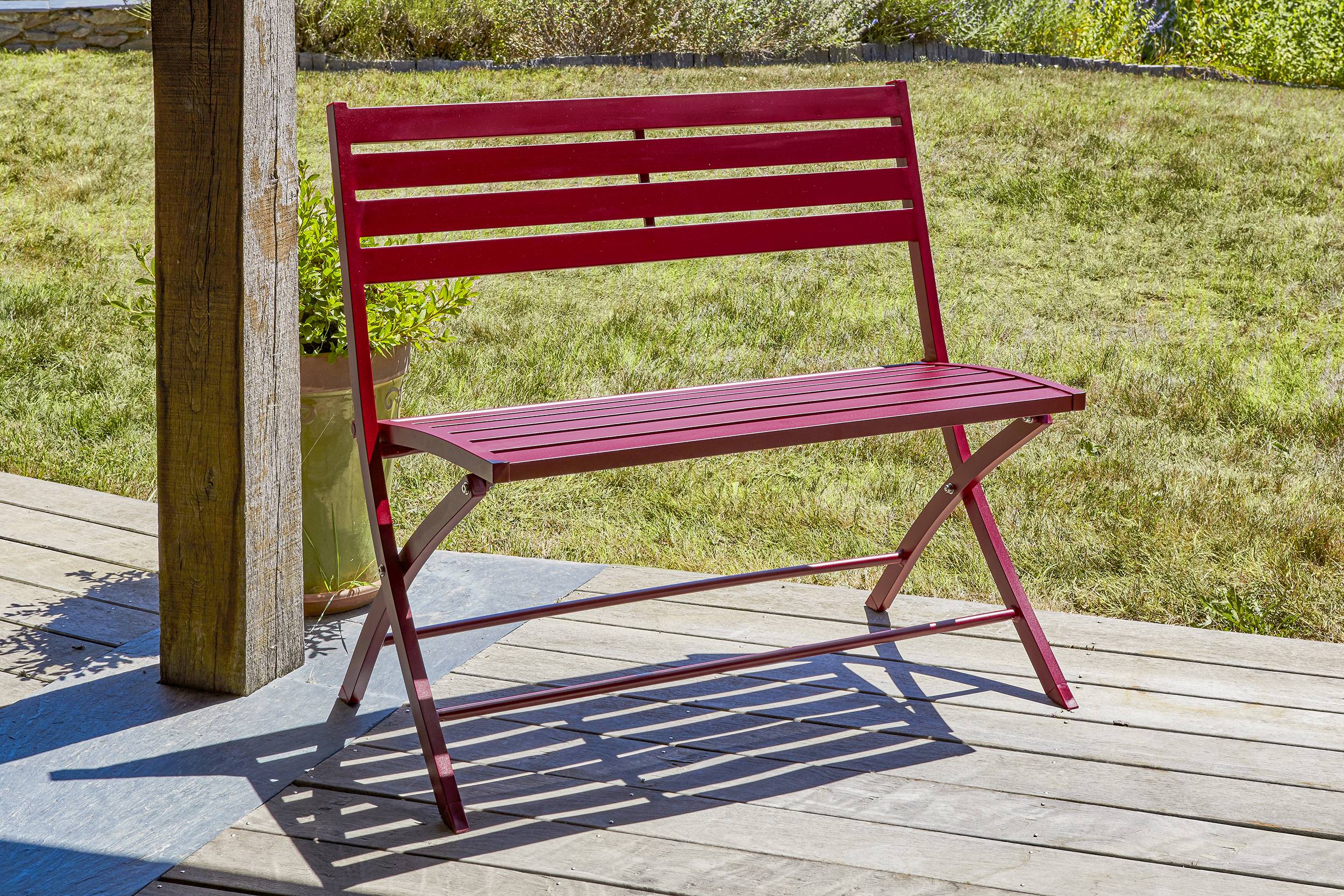 City Garden - Banc de jardin MARIUS en aluminium carmin - CITY GARDEN - Image 1