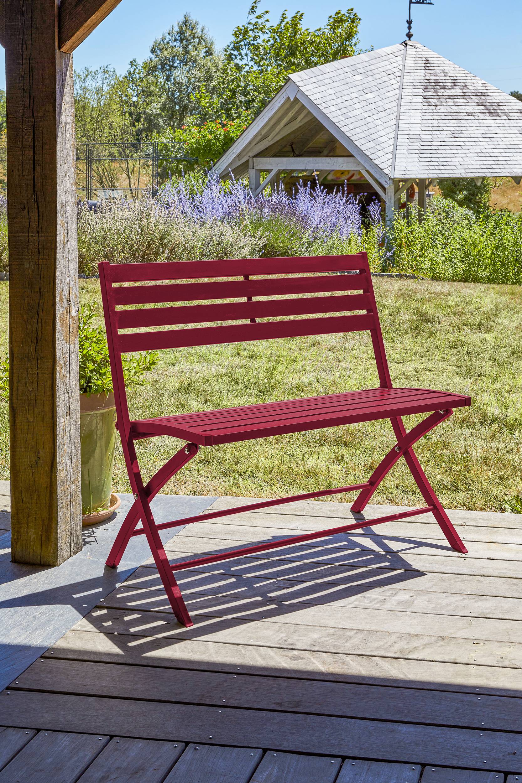City Garden - Banc de jardin MARIUS en aluminium carmin - CITY GARDEN - Image 2