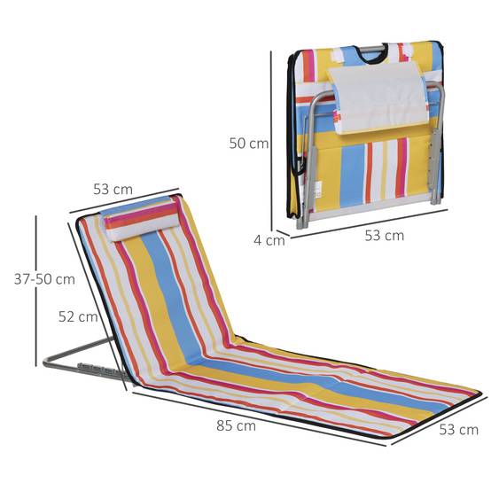 Lot 2 tapis de plage acier extérieur dossier inclinable avec sac multicolore - ComfortXL Outdoor Living - Image 5