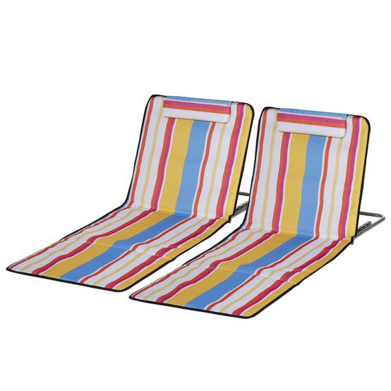 Lot 2 tapis de plage acier extérieur dossier inclinable avec sac multicolore - ComfortXL Outdoor Living - Image 2
