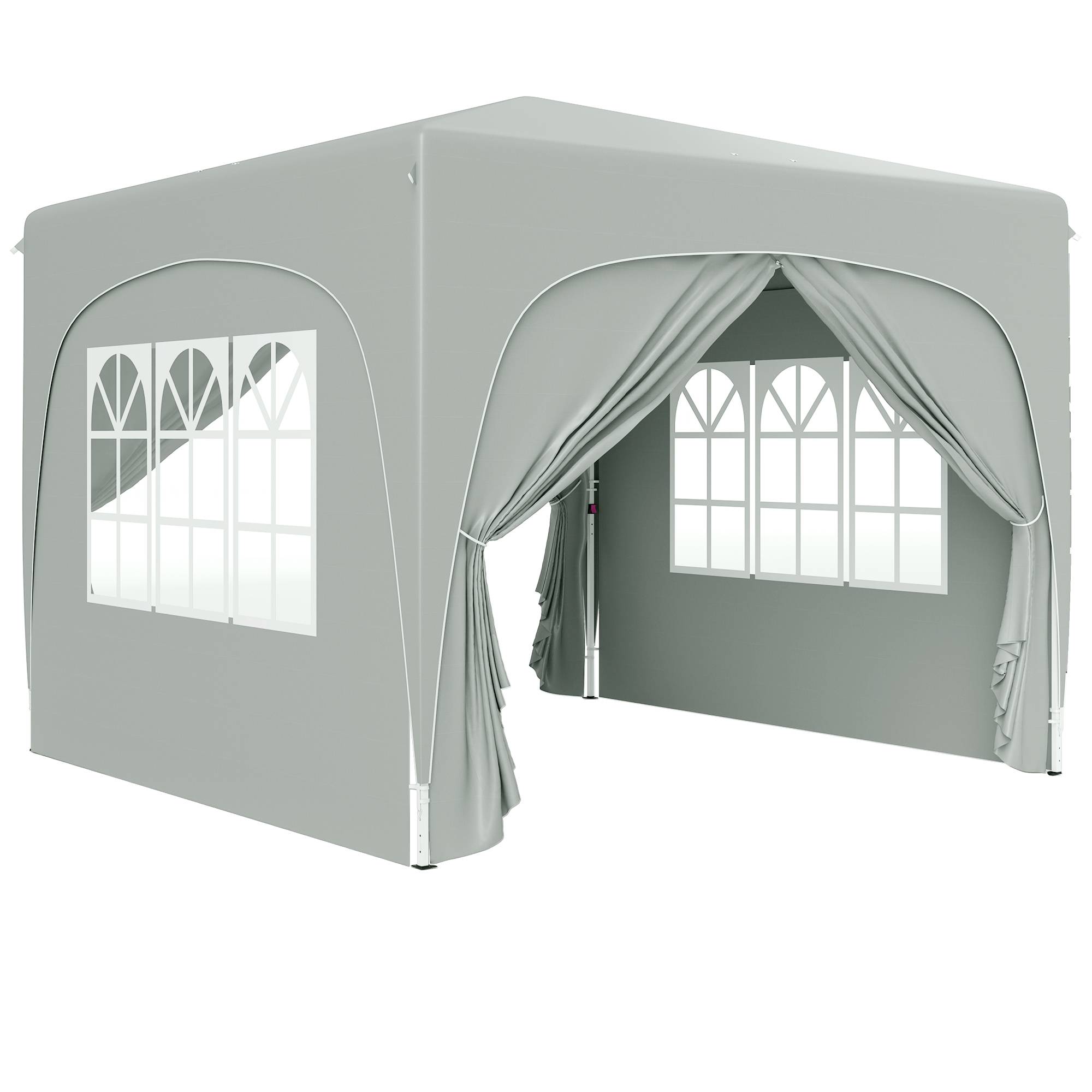 Tonnelle Pliante 3x3m Toile Oxford Jardin 4 Parois UV50+ Pop-up Gris Clair - ComfortXL Outdoor Living - Image 2
