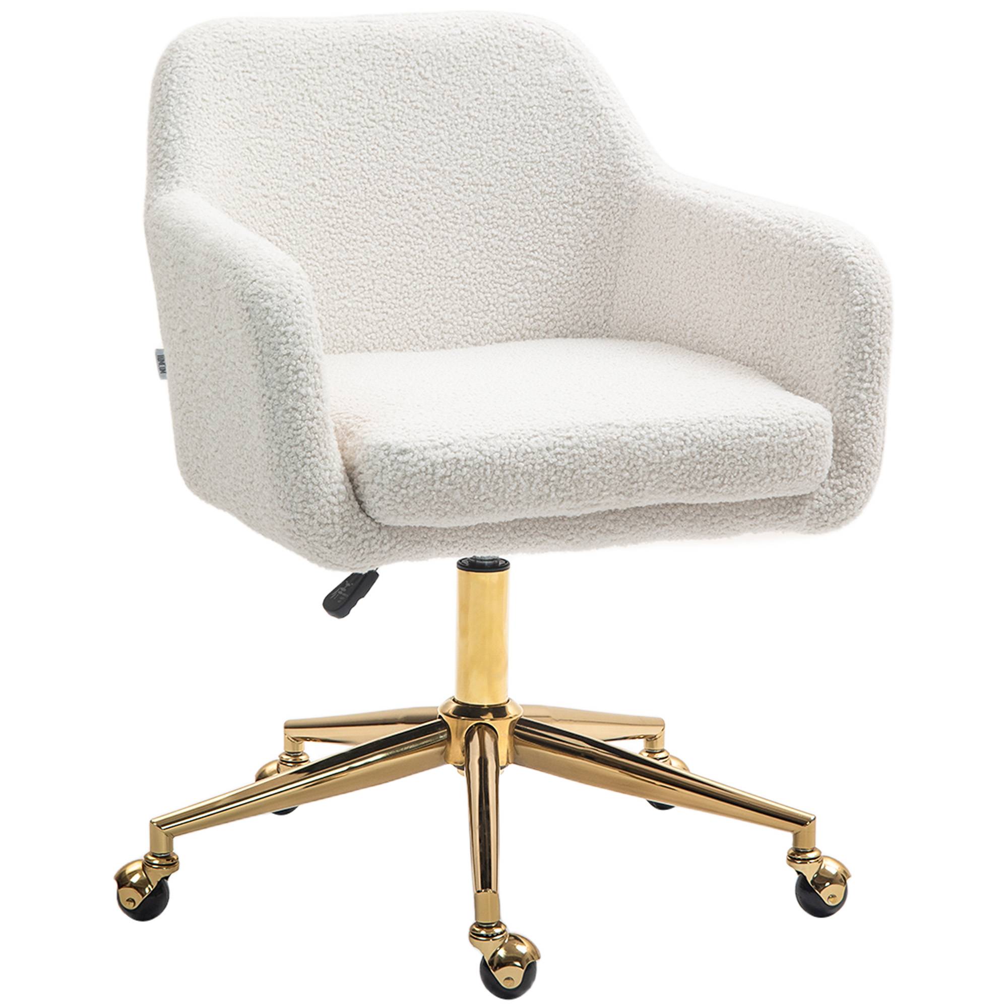 Sans Marque - Chaise de bureau fauteuil de bureau avec roulettes hauteur réglable assise pivotante à 360° 60 x 61 x 79-88 cm crème - Image 1