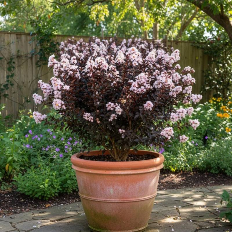 Lilas des Indes Black Diamond® Blush™, Lagerstroemia à fleurs Rose/Blanche - feuillage Caduc - Pot de 7,5L - 60/80 cm - Image 5