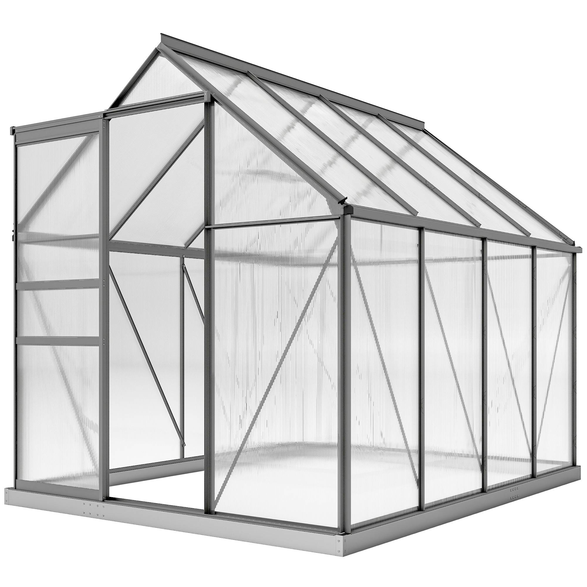 Serre de Jardin Polycarbonate 4,8 m² 1,9 x 2,53 x 1,99 m, Fondation, Lucarne et Porte Coulissante - Image 2