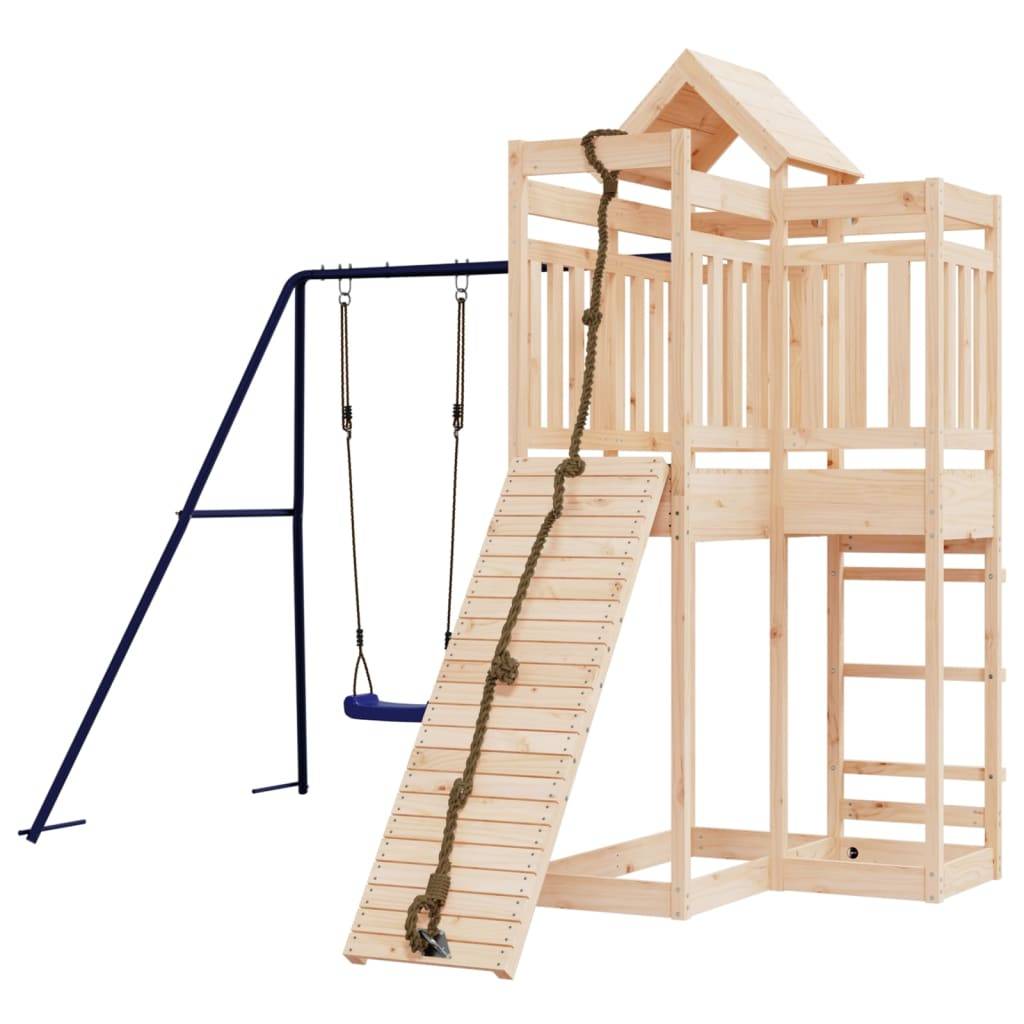 Helloshop26 - Aire de jeux d'extérieur balançoires toboggan portiques robuste jeux jardin 291 x 282 x 238 cm bois de pin massif - Image 2