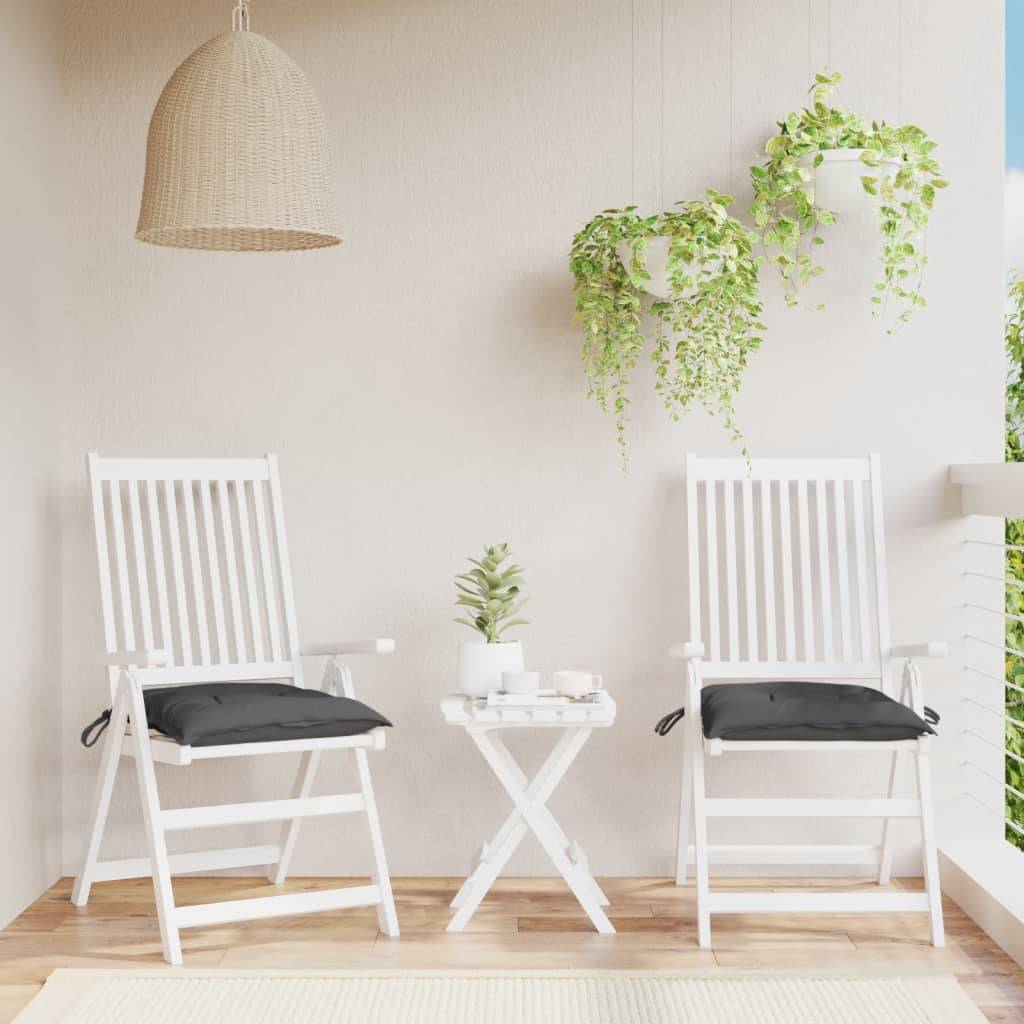 Lot de 2 Galettes de Chaise Tissu Oxford Imperméables avec Attaches pour Jardin Anthracite 40x40cm – ComfortXL Outdoor Living - Image 1