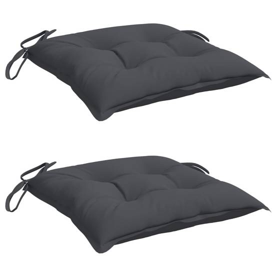Lot de 2 Galettes de Chaise Tissu Oxford Imperméables avec Attaches pour Jardin Anthracite 40x40cm – ComfortXL Outdoor Living - Image 3