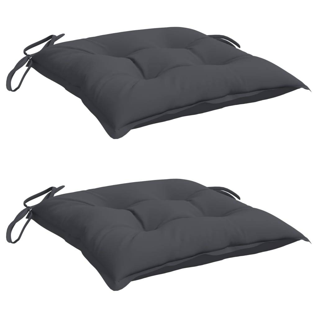 Lot de 2 Galettes de Chaise Tissu Oxford Imperméables avec Attaches pour Jardin Anthracite 40x40cm – ComfortXL Outdoor Living - Image 3