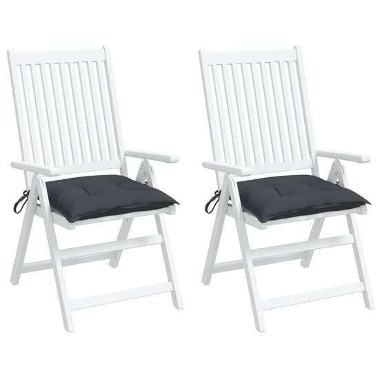 Lot de 2 Galettes de Chaise Tissu Oxford Imperméables avec Attaches pour Jardin Anthracite 40x40cm – ComfortXL Outdoor Living - Image 4