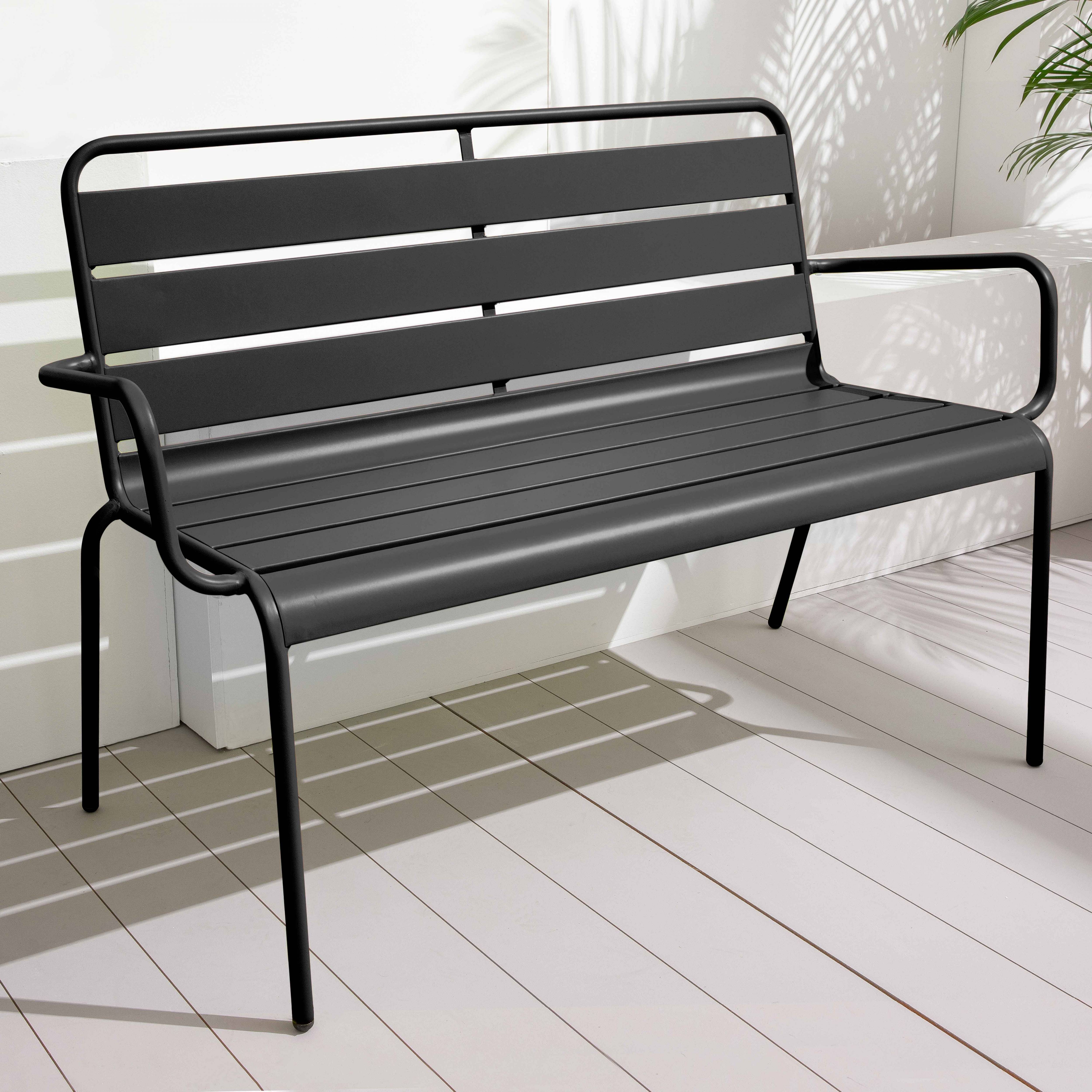 Oviala - Banc de jardin en métal anthracite Palavas - Oviala - Image 5