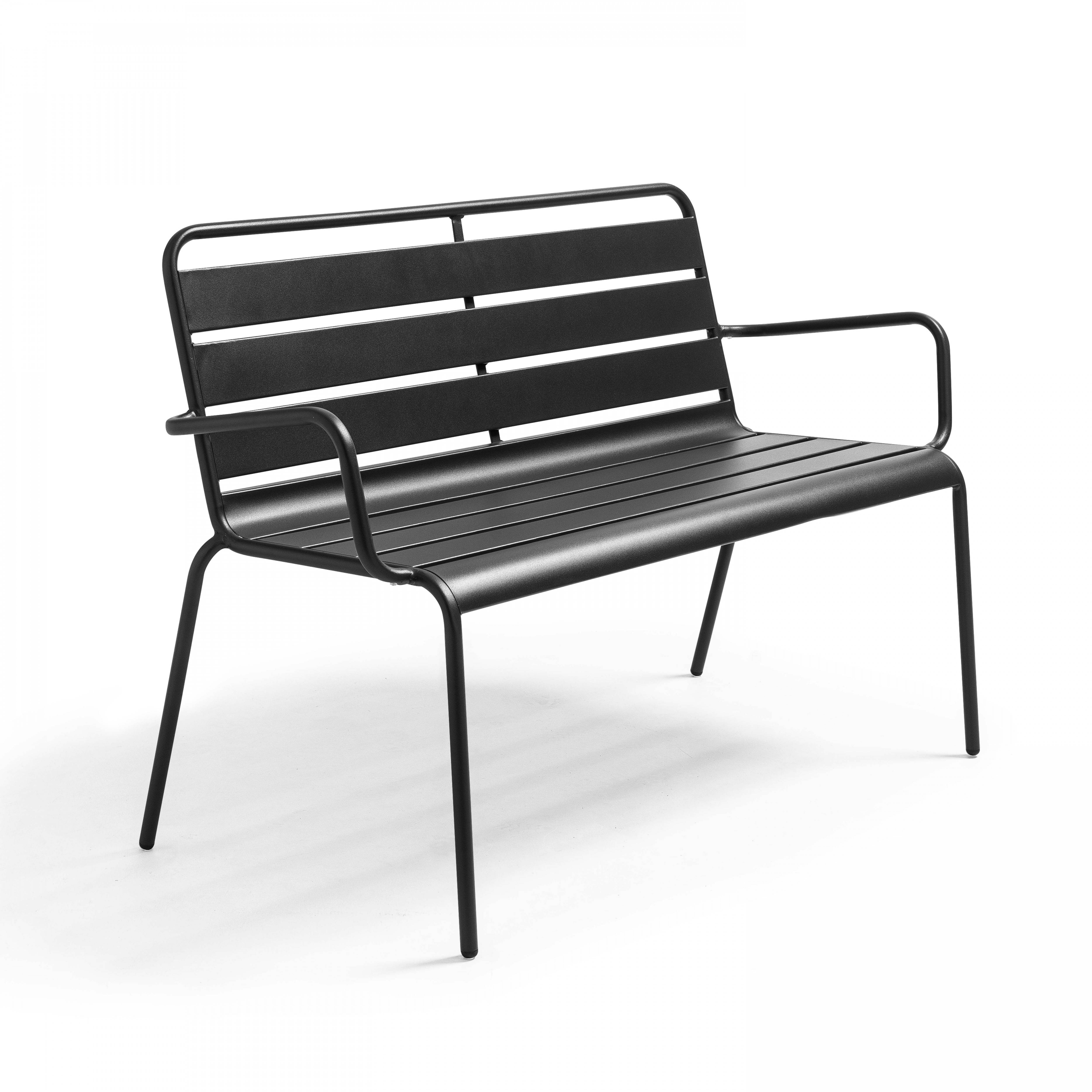 Oviala - Banc de jardin en métal anthracite Palavas - Oviala - Image 1