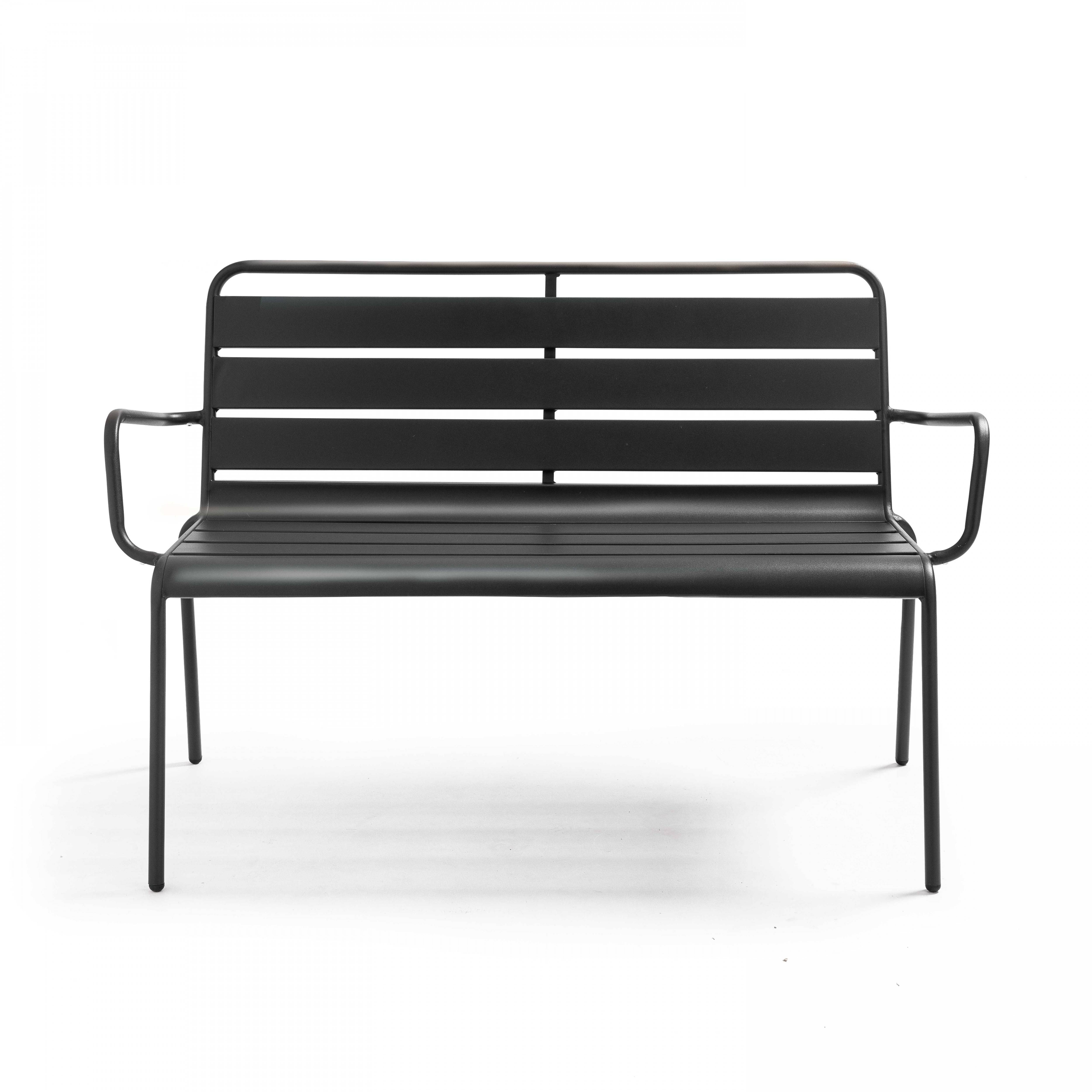 Oviala - Banc de jardin en métal anthracite Palavas - Oviala - Image 2