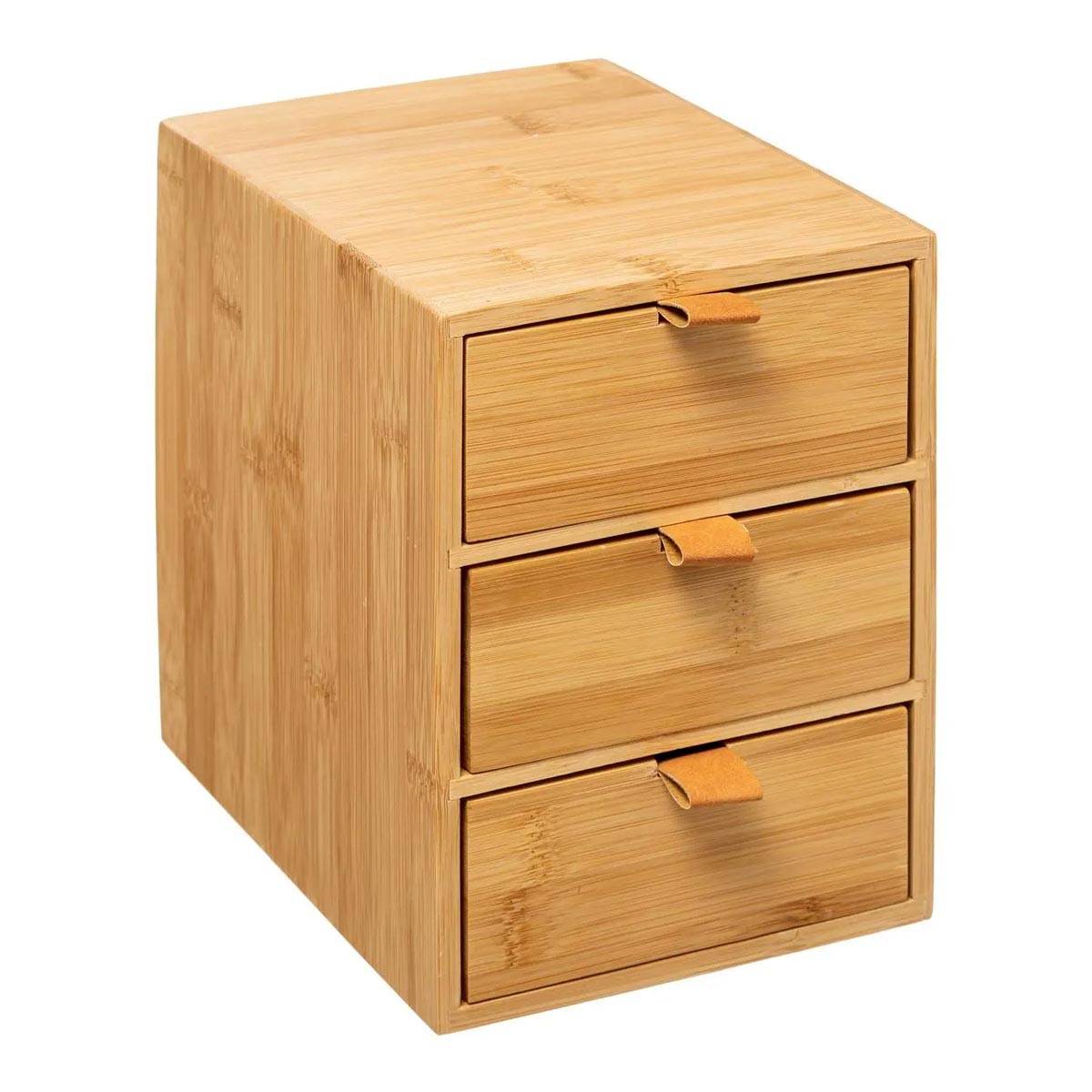 Boîte Déco 3 Tiroirs "Bambou" 21cm Naturel - Image 1