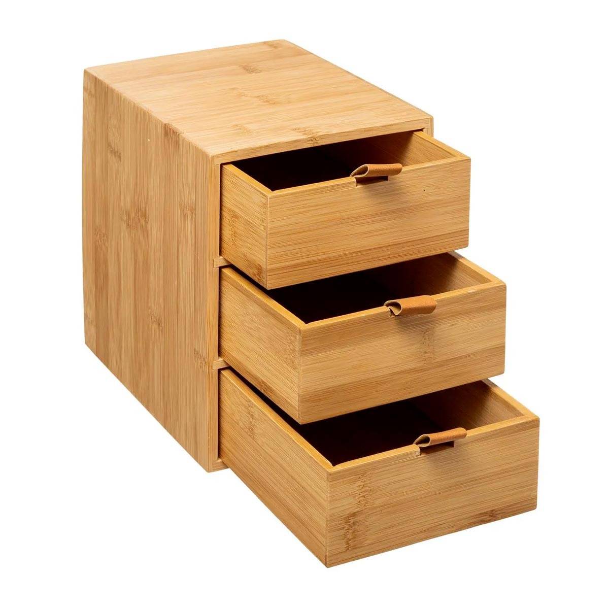 Boîte Déco 3 Tiroirs "Bambou" 21cm Naturel - Image 2