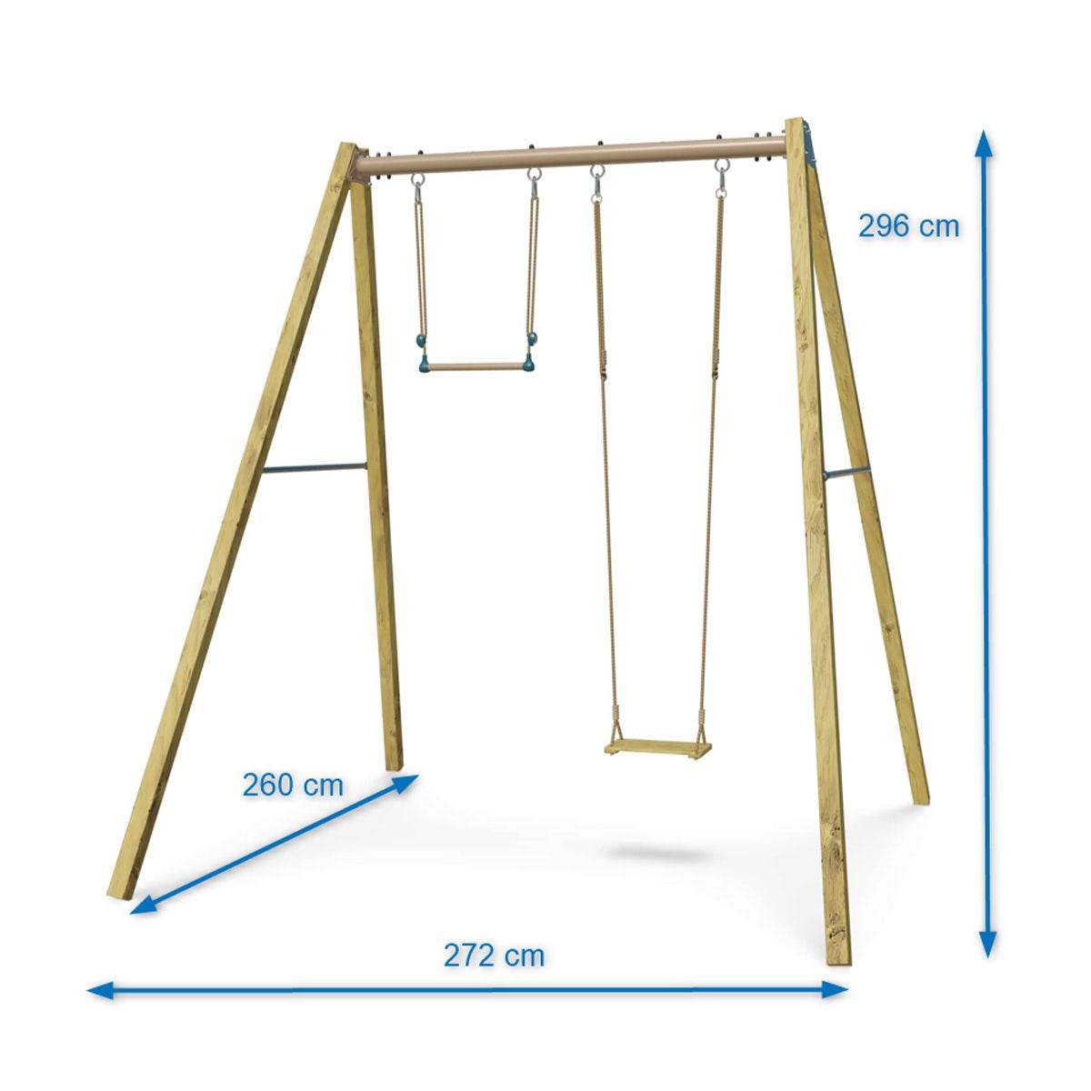 Trigano Jardin - Balançoire en bois poutre métal 3 m Adulte WALTER 2 - 2 personnes - Image 3