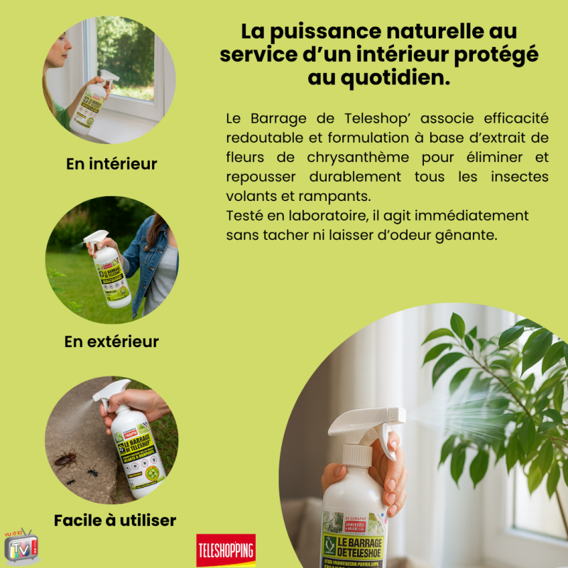 barrage aux insectes teleshopping | interieur & exterieur | Lot de 3 |spray fourmis | multi|insectes | anti pucerons plantes exterieur- VENTEO - Image 3