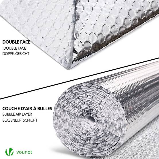 Isolant thermique a bulle double couche aluminium radiateur reflecteur 0.6x20m - Image 2