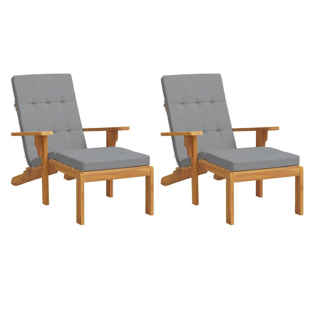 Coussin Bain de soleil | Coussins de chaise longue lot de 2 gris tissu oxford Maison Chic - Image 3