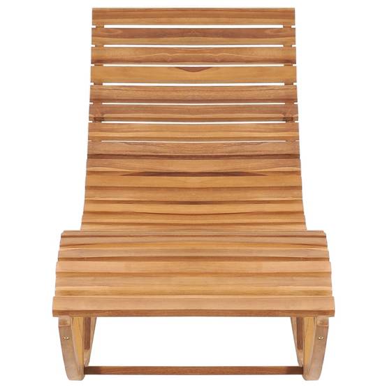 Helloshop26 - Transat chaise longue bain de soleil lit de jardin terrasse meuble d'extérieur à bascule avec coussin bois de teck solide - Image 2