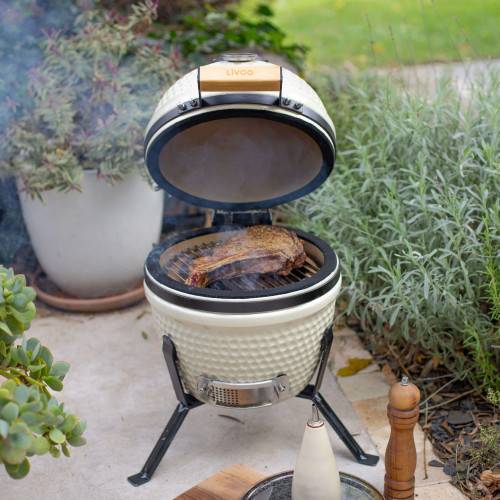 Livoo - Barbecue céramique KAMADO Champagne - Image 1