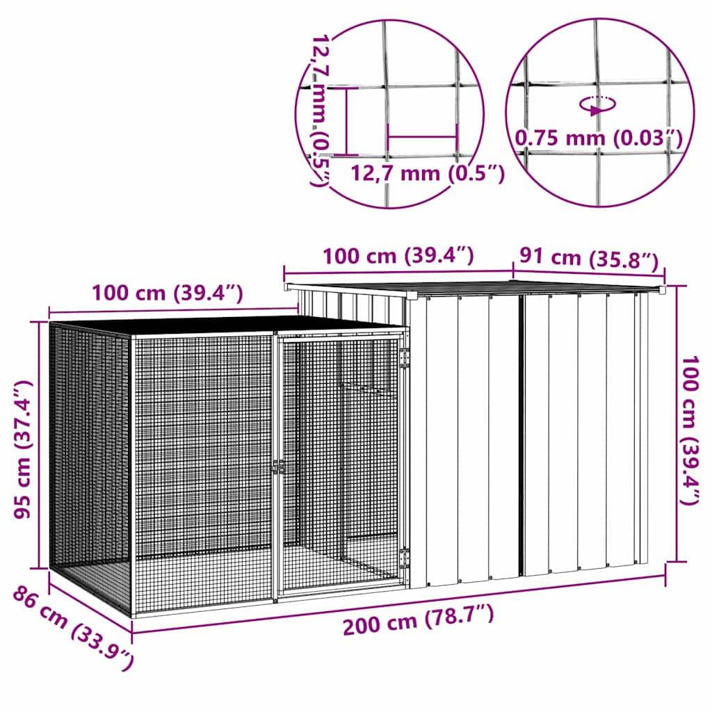 Vidaxl - Cage pour poules Gris 200x91x100 cm Acier galvanisé vidaXL 171546 - Image 6
