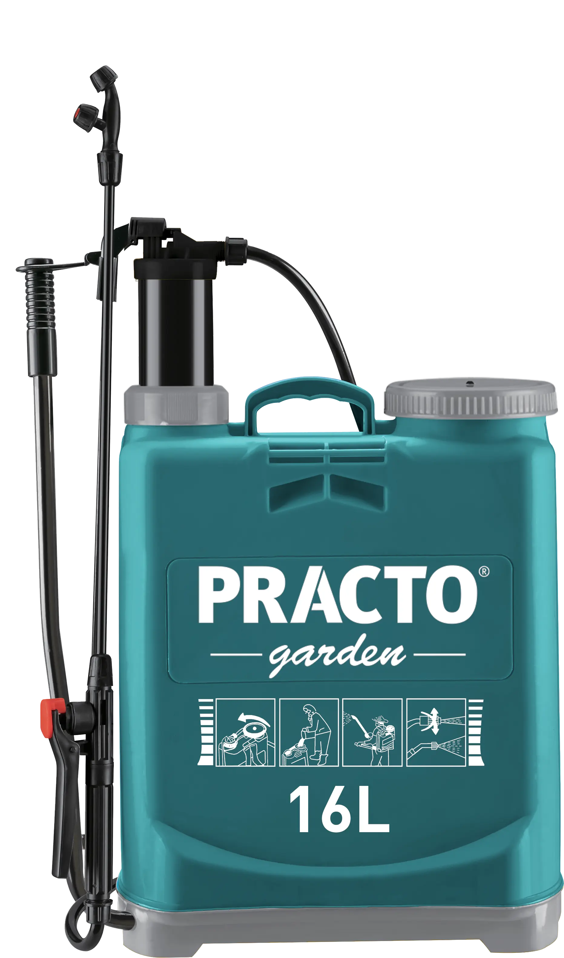 Pulvérisateur à pression dorsal 16L avec 3 buses - PRACTO GARDEN - Image 1