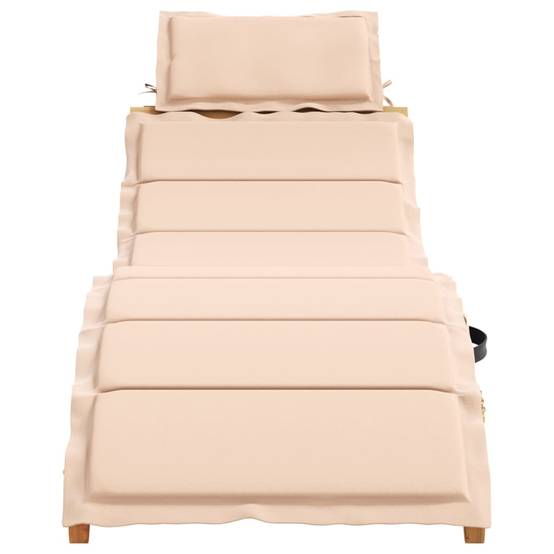Bain de Soleil Bois Acacia Massif Pliable Coussin Inclus Beige – ComfortXL Outdoor Living - Image 2