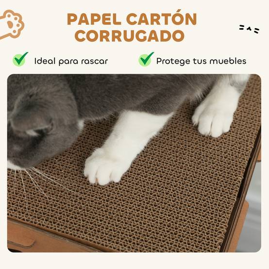 Château pour Chat en Carton Recyclé Tour de Jeu 2 Niveaux avec Griffoirs Rampe et Tunnel Marron - ComfortXL Outdoor Living - Image 7