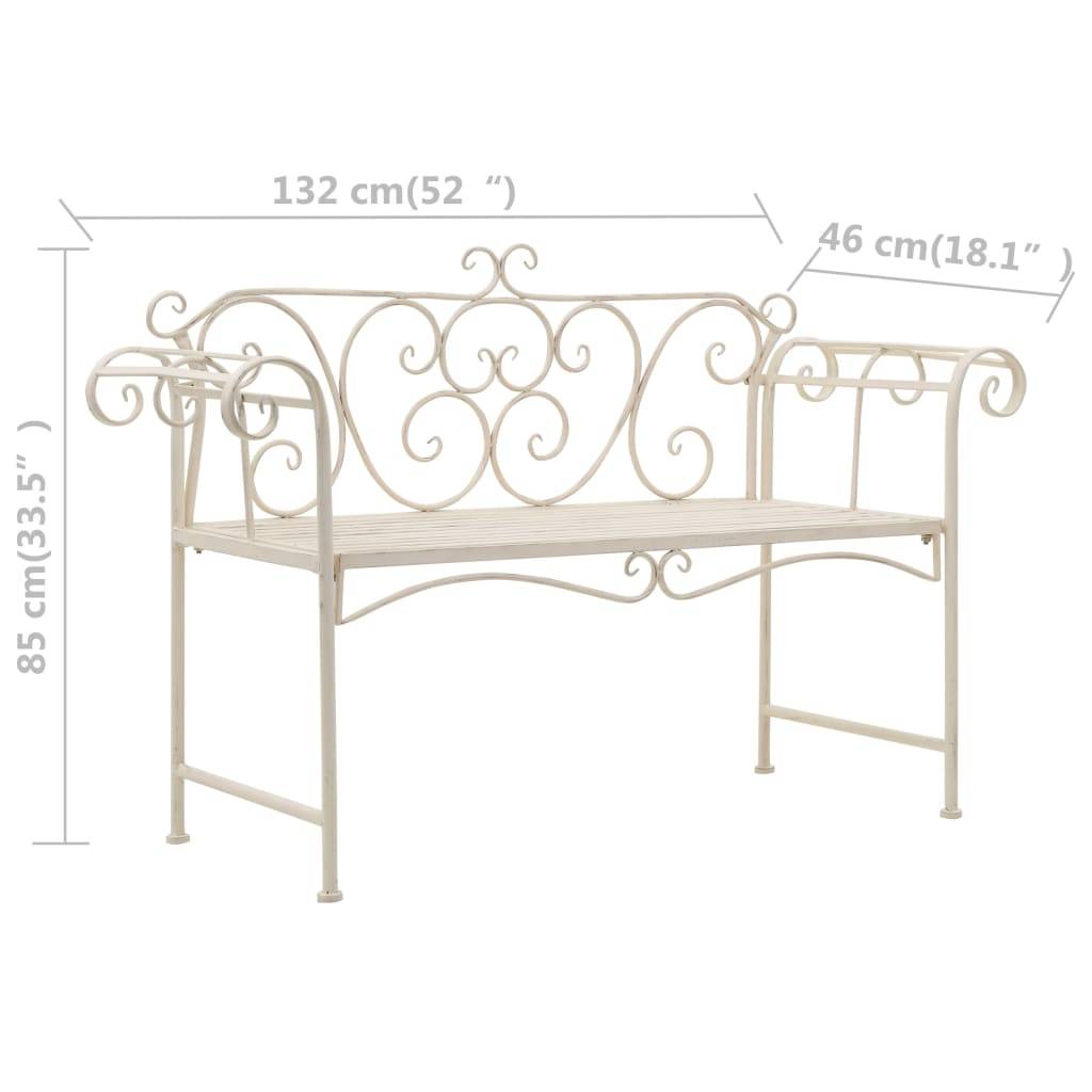 PANGIVO - Banc de jardin métal blanc antique 132 x 46 x 85 cm - PANGIVO - Image 7