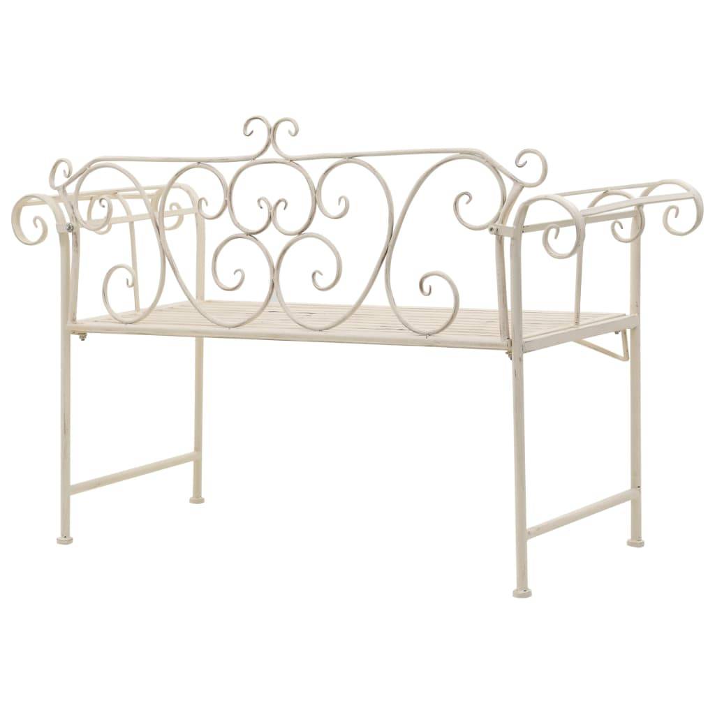 PANGIVO - Banc de jardin métal blanc antique 132 x 46 x 85 cm - PANGIVO - Image 4