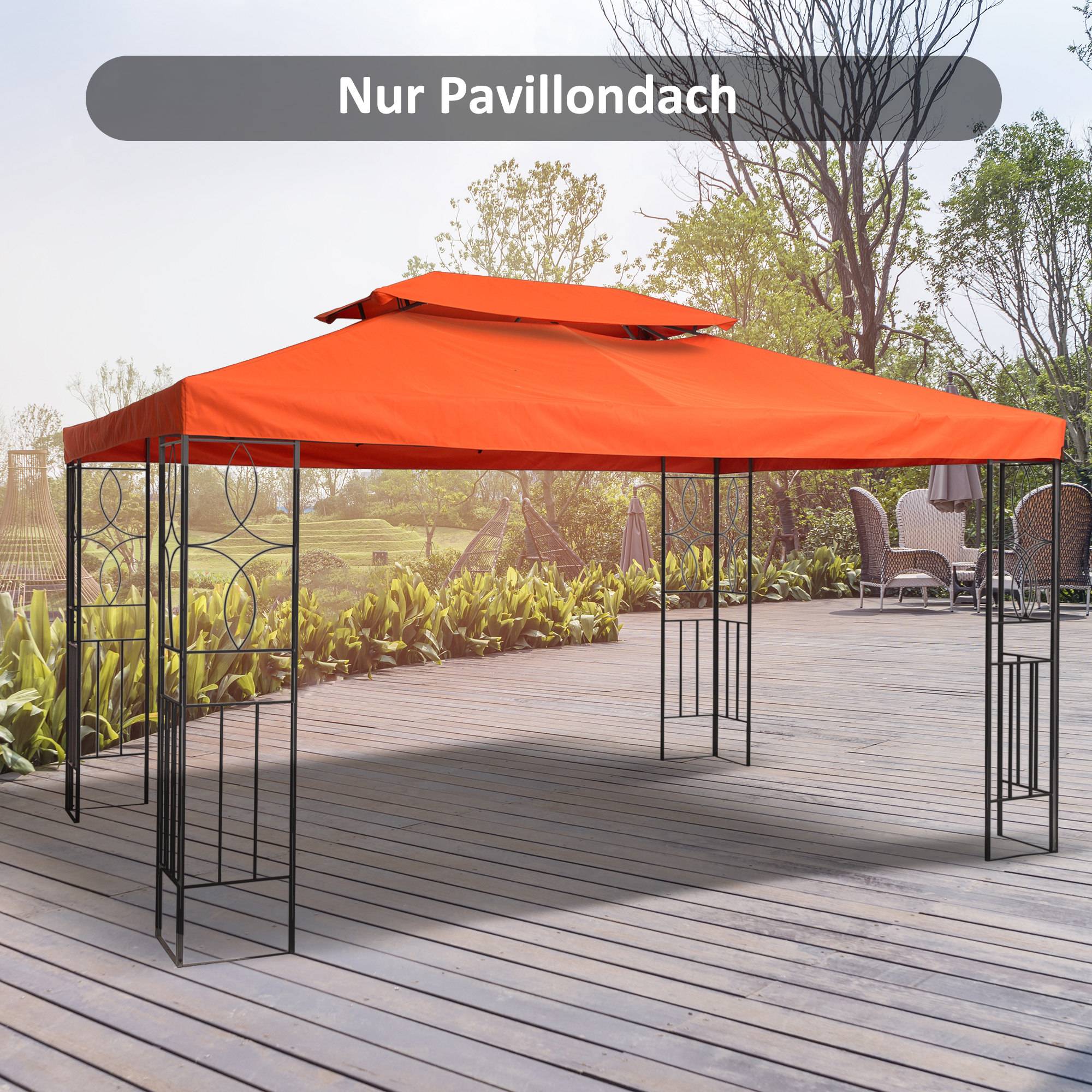 Toit remplacement pavillons jardin 3x4m polyester café - Image 4