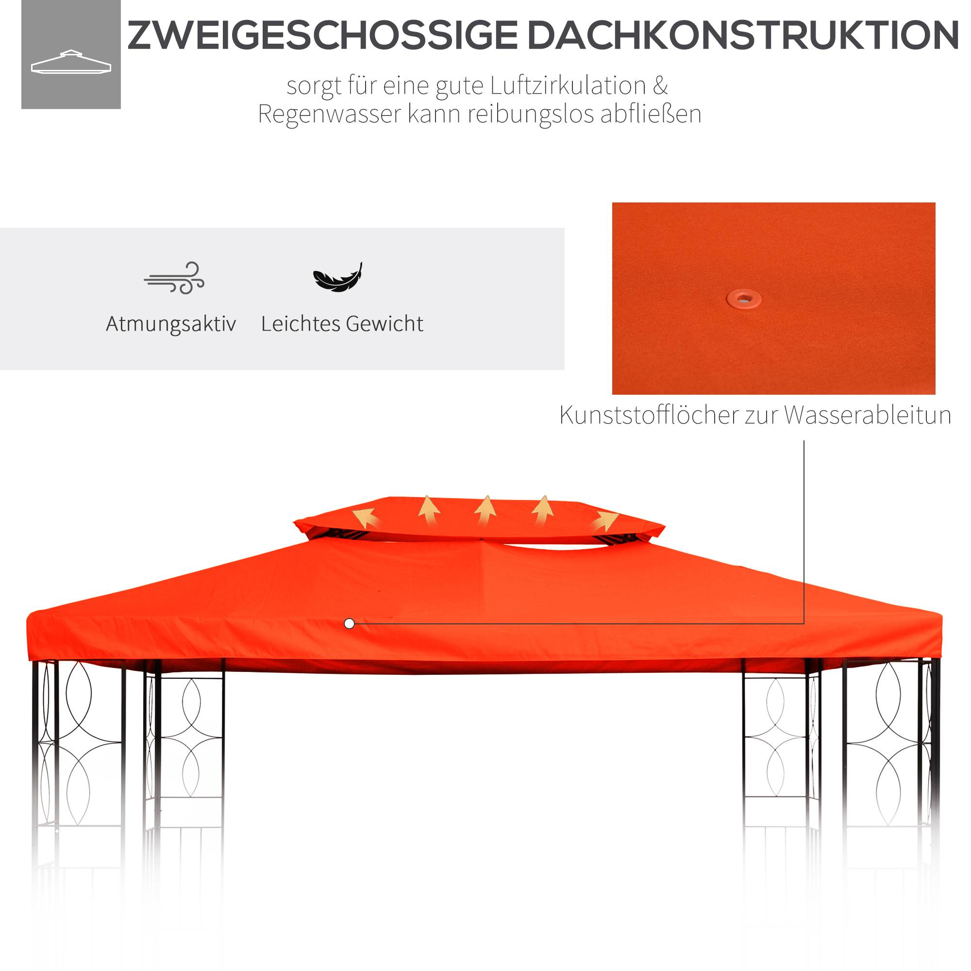 Toit remplacement pavillons jardin 3x4m polyester café - Image 7
