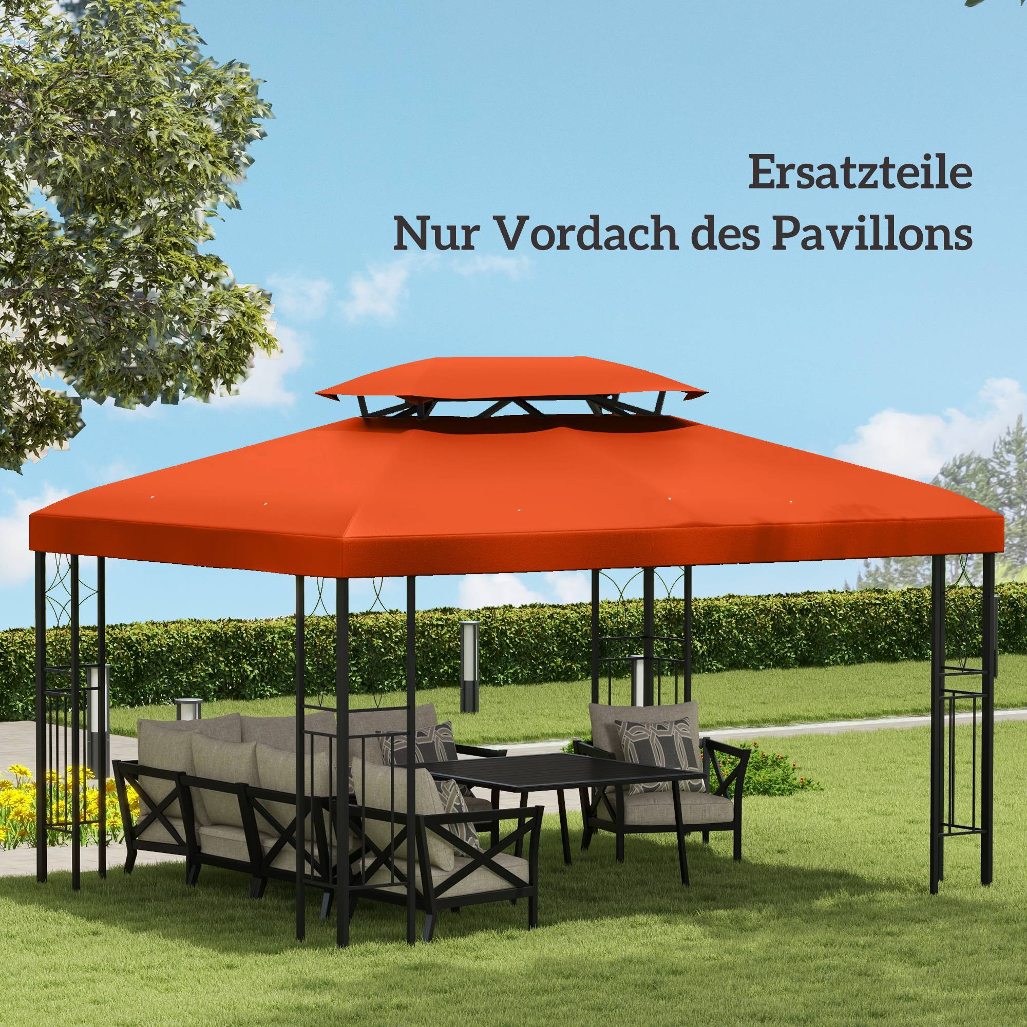 Toit remplacement pavillons jardin 3x4m polyester café - Image 9
