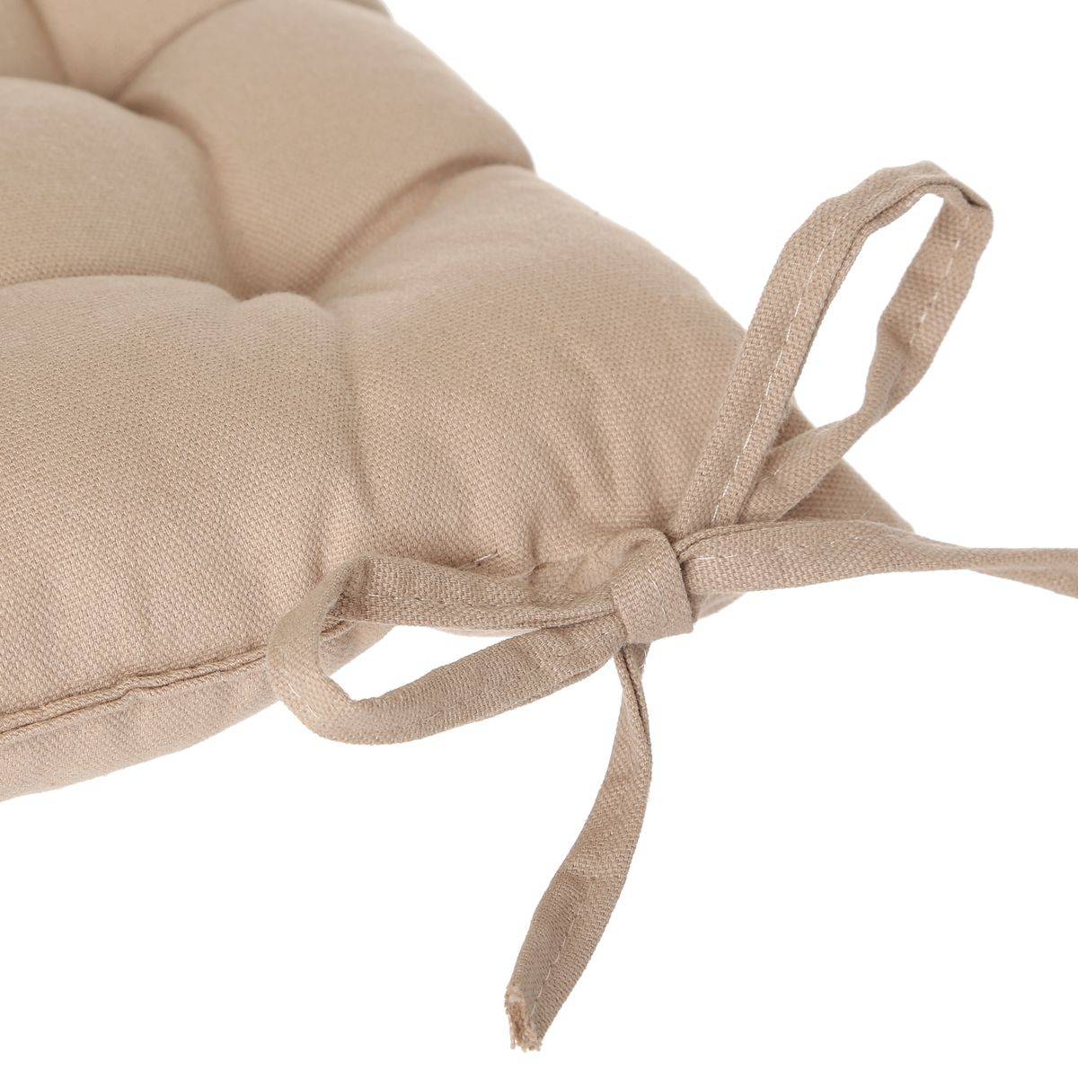 Lot de 4 Galettes de chaise en Coton Beige 38 x 38 cm - Image 2