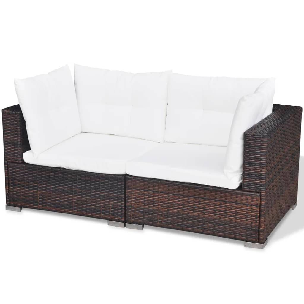 Helloshop26 - Salon de jardin meuble d'extérieur ensemble de mobilier 6 pièces avec coussins résine tressée marron - Image 3
