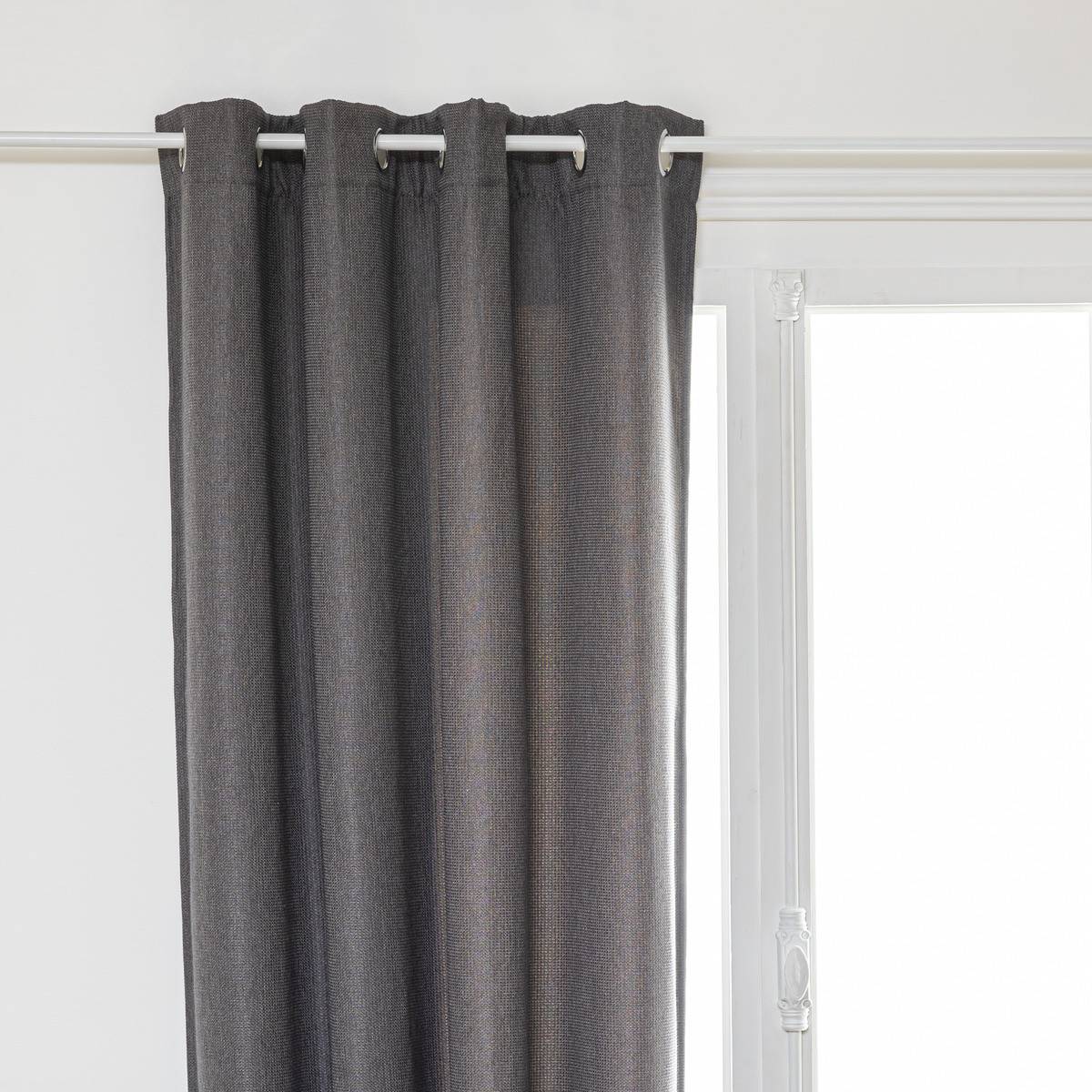 Atmosphera - Lot de 2 Rideaux à  œillets Occultant Tissu Chenille Gris foncé 140 x 260 cm - Image 2