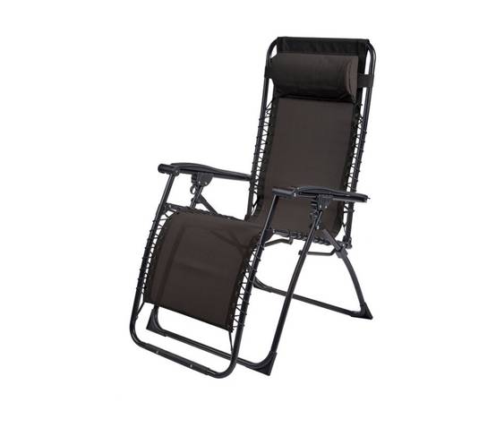 Lot de 2 fauteuils relax en acier pliant gris anthracite PALAVAS - Image 3