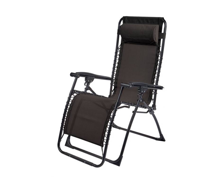 Lot de 2 fauteuils relax en acier  pliant  gris anthracite  PALAVAS - Image 3