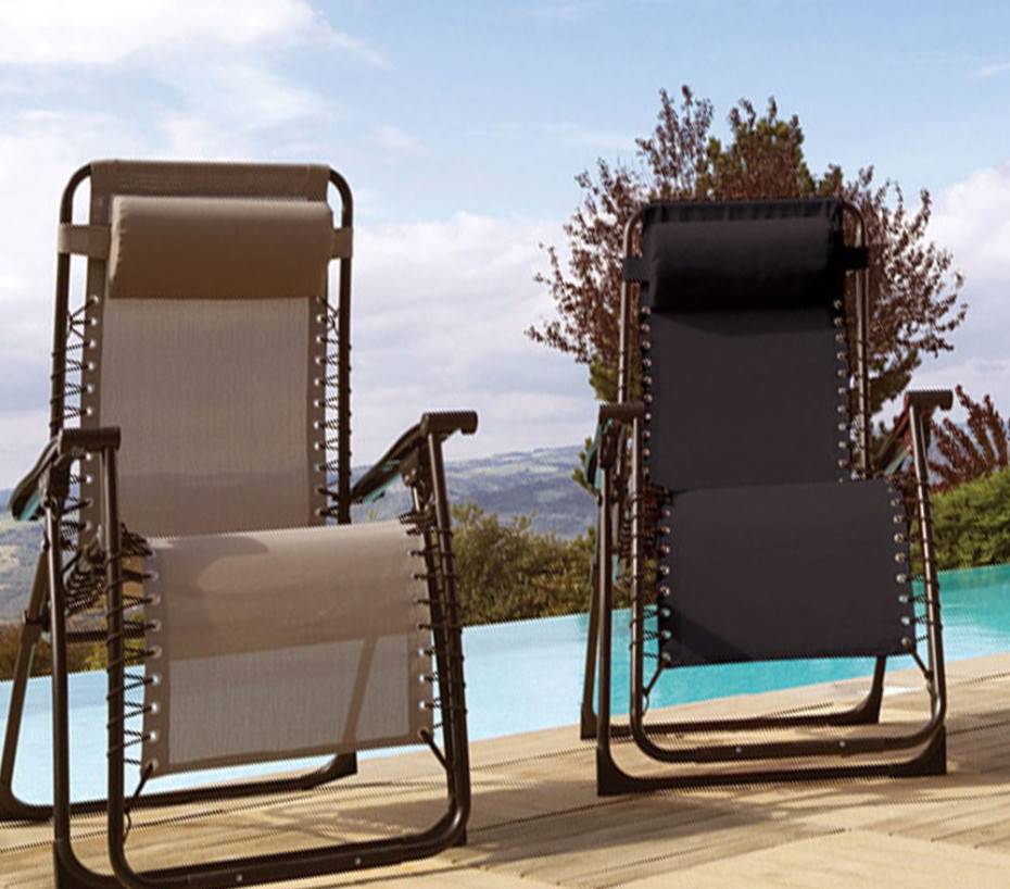 Lot de 2 fauteuils relax en acier pliant gris anthracite PALAVAS - Image 5