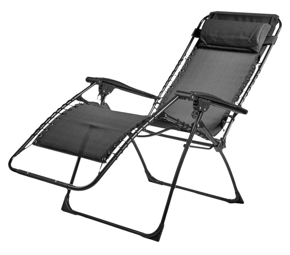 Lot de 2 fauteuils relax en acier  pliant  gris anthracite  PALAVAS - Image 2