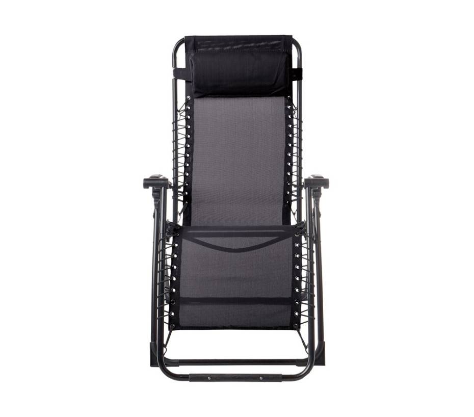 Lot de 2 fauteuils relax en acier pliant gris anthracite PALAVAS - Image 4