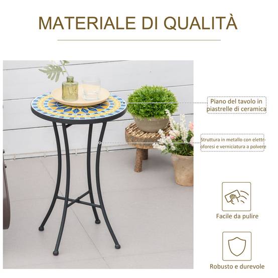 Petite Table d'Appoint Jardin Acier Mosaïque Bleue Décorative Ø35.5cm - ComfortXL Outdoor Living - Image 8
