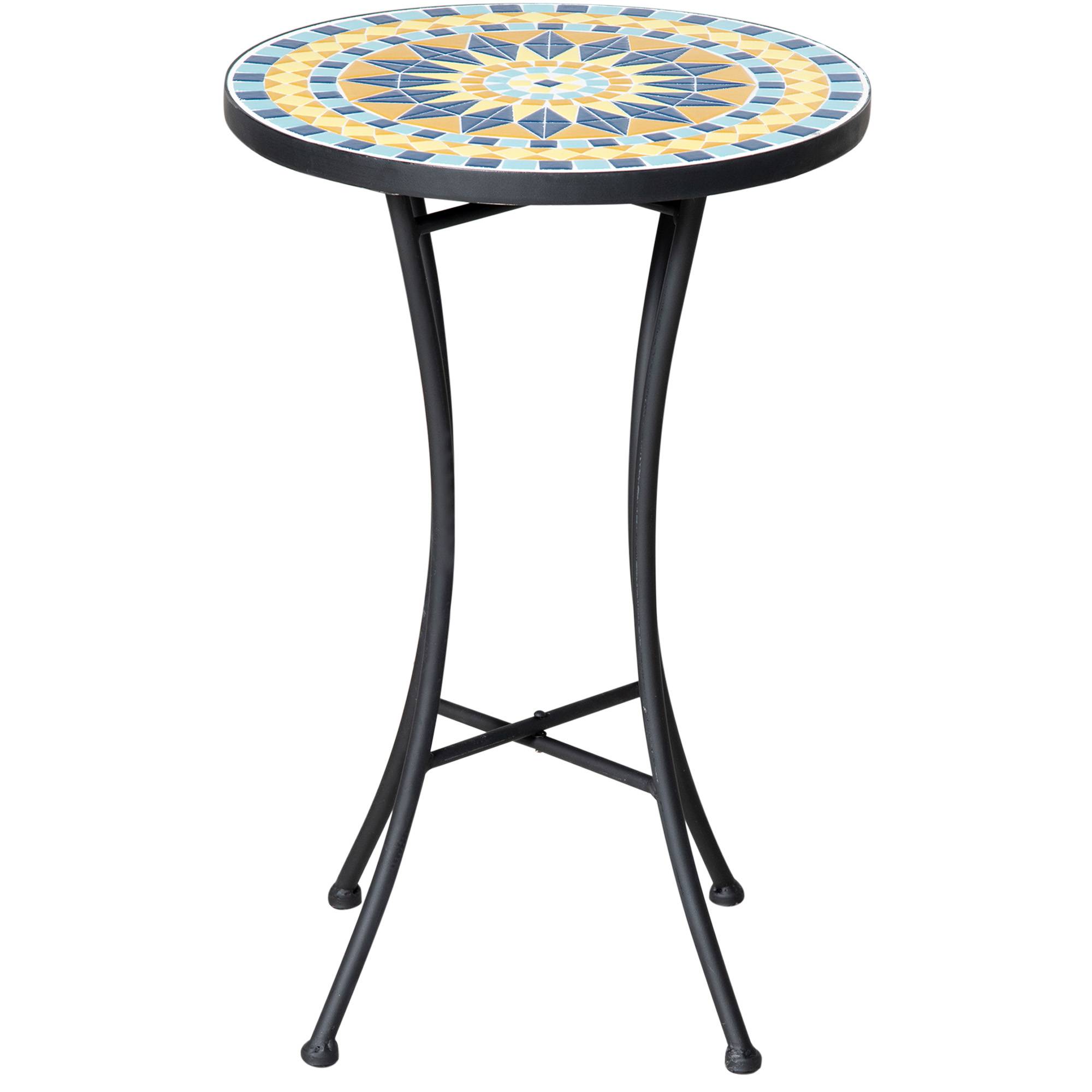 Petite Table d'Appoint Jardin Acier Mosaïque Bleue Décorative Ø35.5cm - ComfortXL Outdoor Living - Image 2