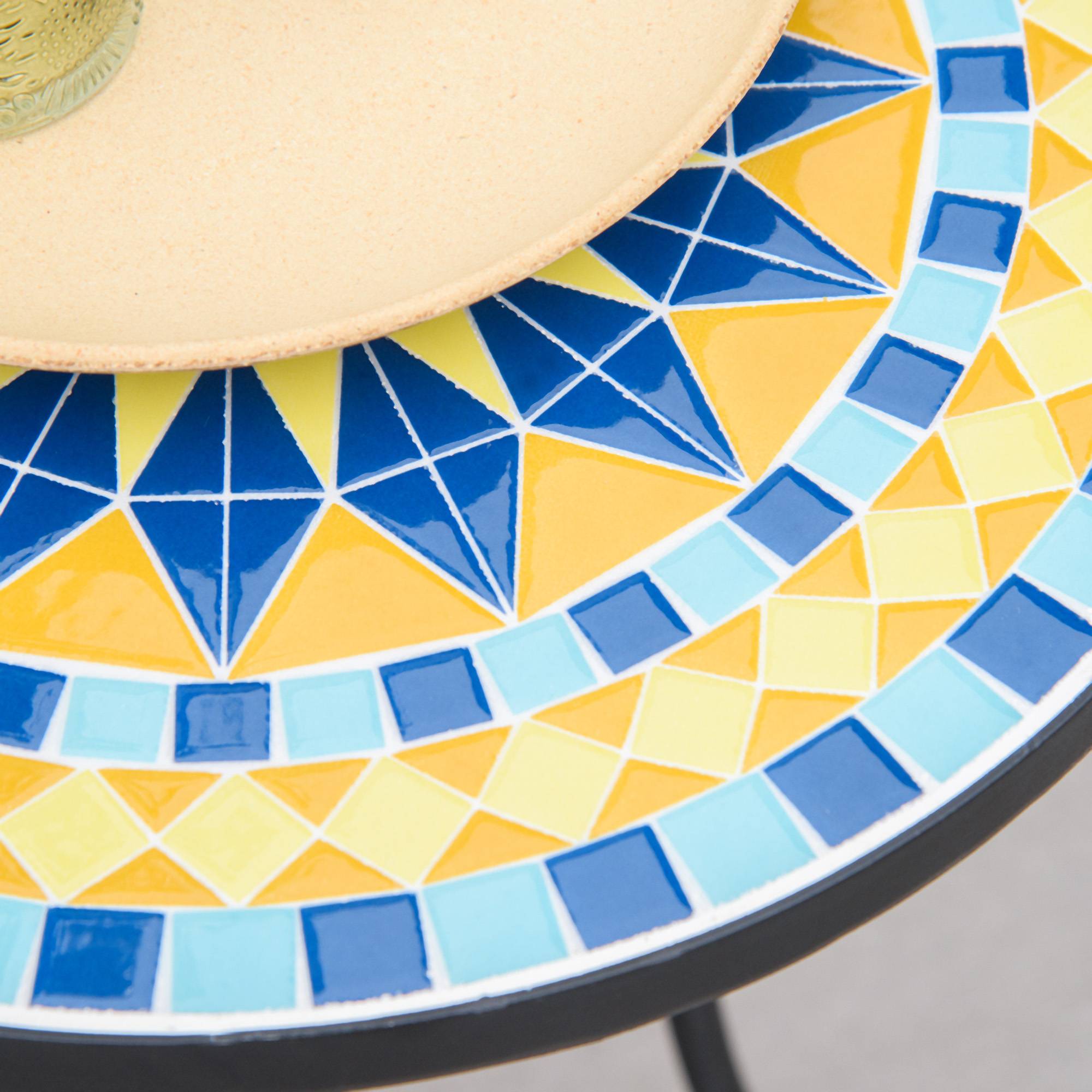 Petite Table d'Appoint Jardin Acier Mosaïque Bleue Décorative Ø35.5cm - ComfortXL Outdoor Living - Image 9