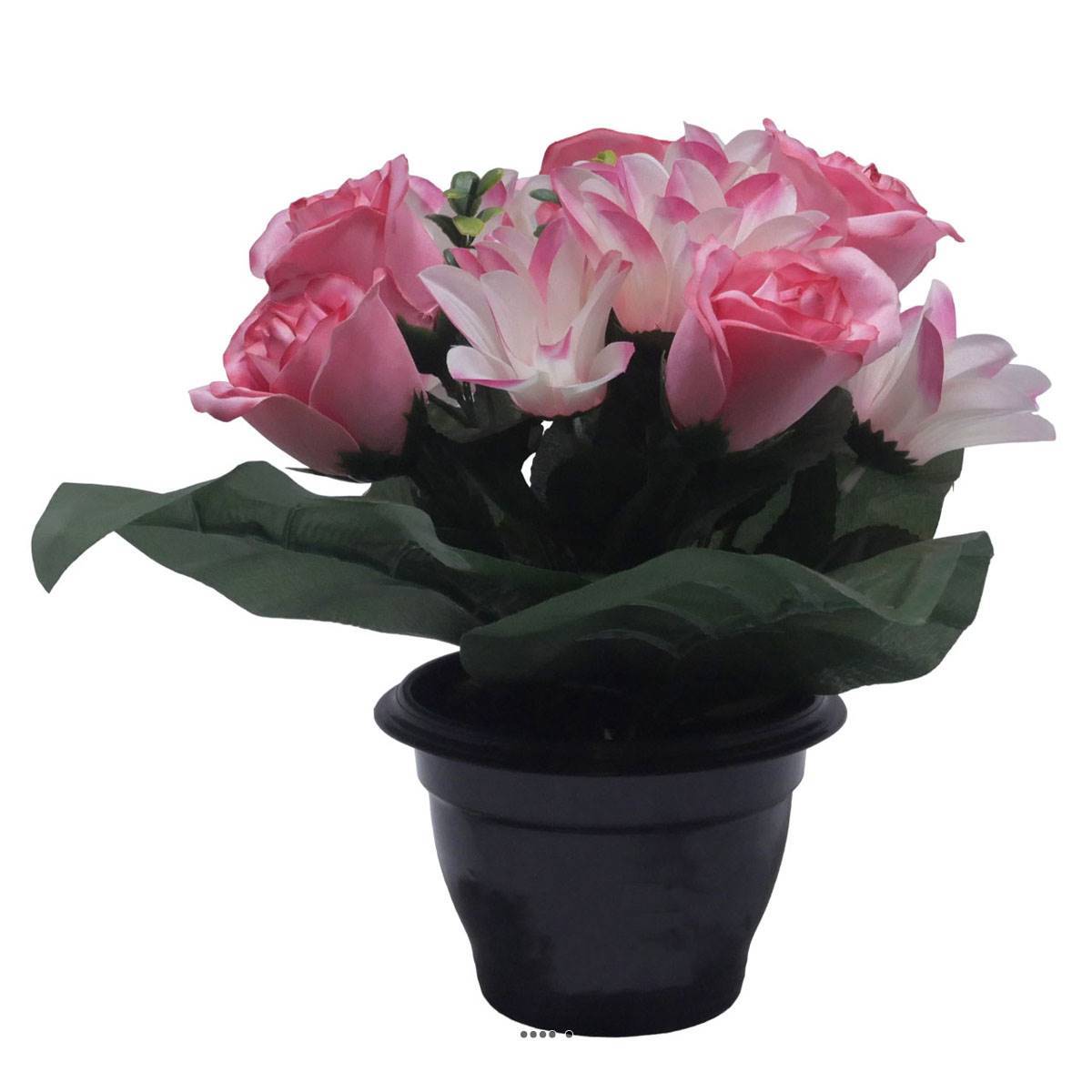 Artificielles - Pot pour Tombe de rose et Orchidée Rose artificiels - Toussaint - couleur: Rose - Image 1