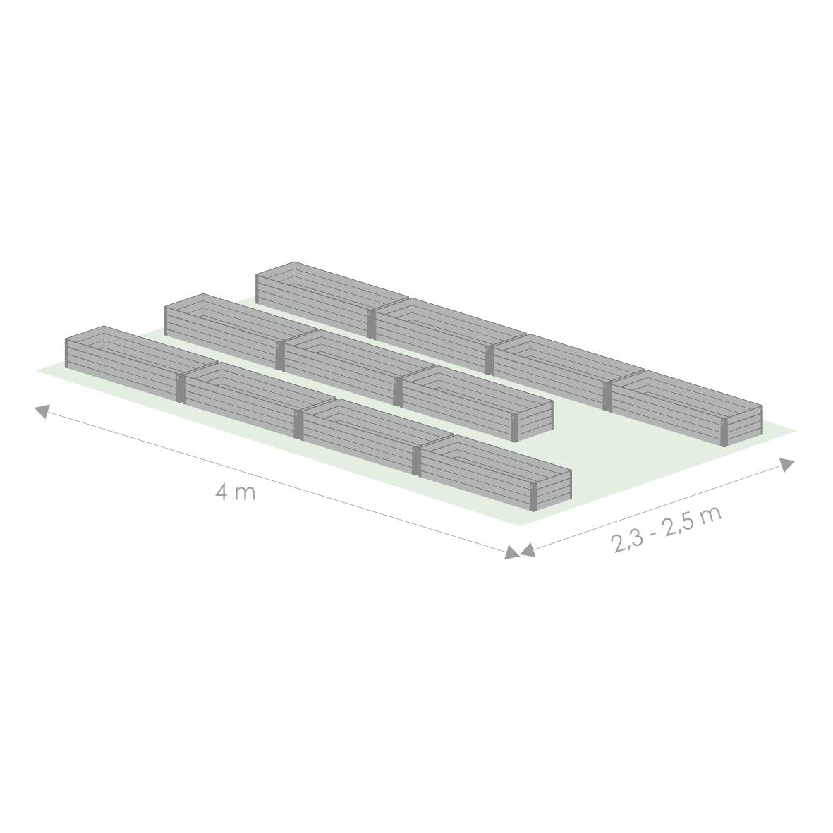 Kit de jardinière surélevées pour une serre 2,5x4 m, acier galvanisé, Klasika Greenhouses - Image 2