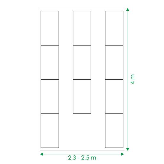 Kit de jardinière surélevées pour une serre 2,5x4 m, acier galvanisé, Klasika Greenhouses - Image 6
