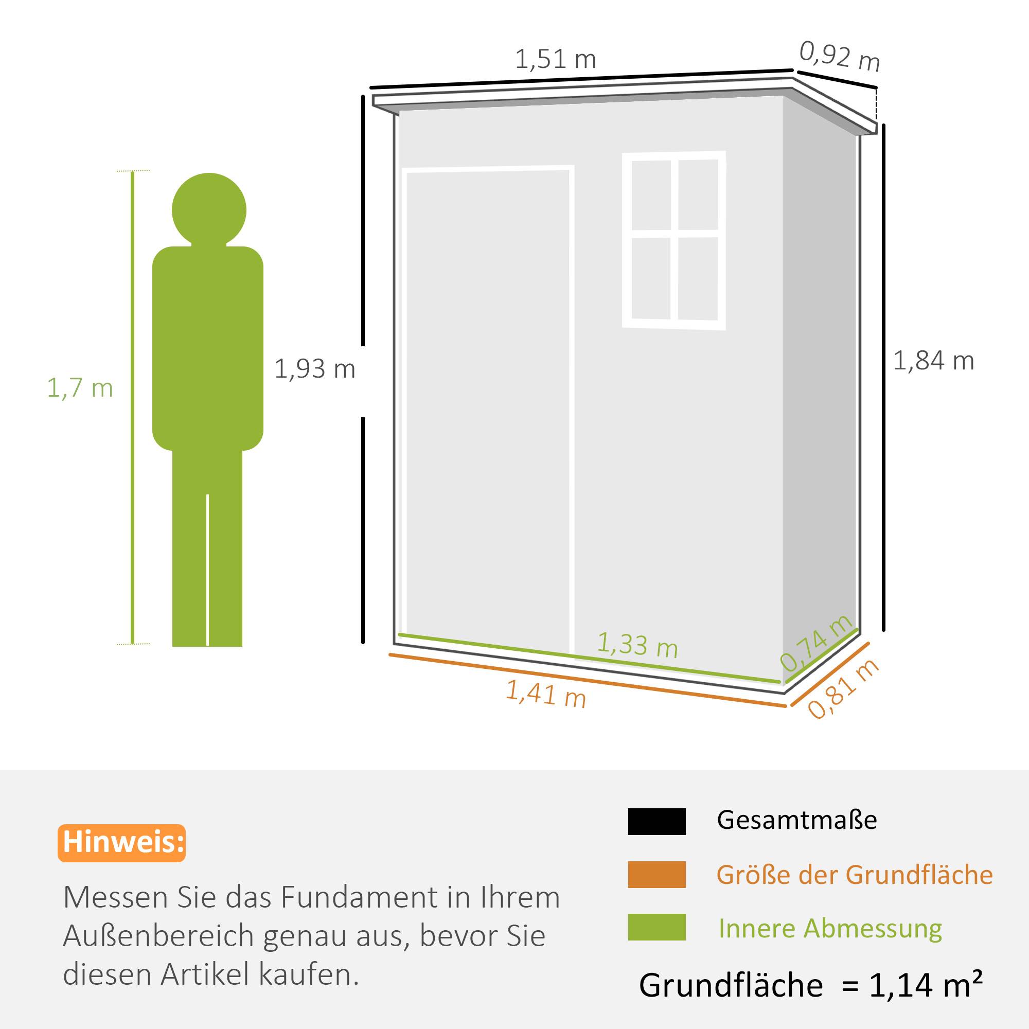Sans Marque - Abri jardin plastique 1,14m² 151x92x193 cm toit monopente plancher fenêtre gris - Image 5